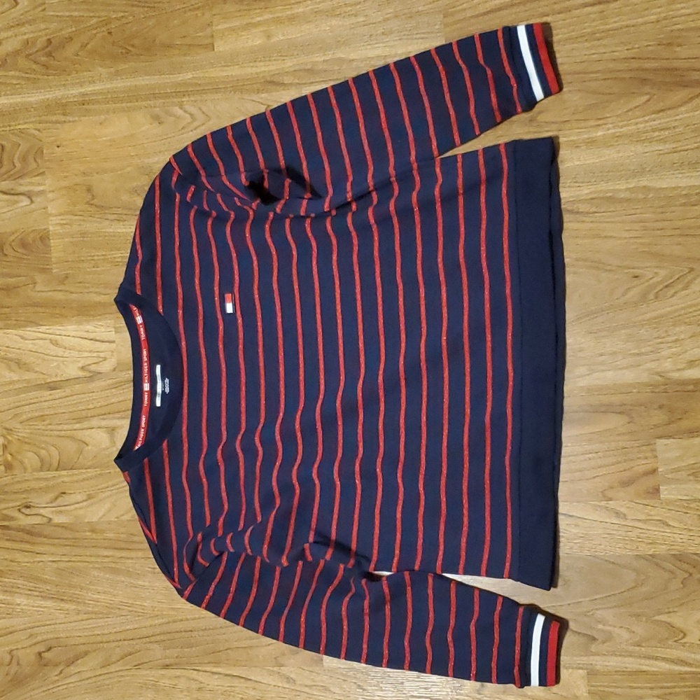 Tommy Hilfiger Sport Boxy Striped Crewneck Sweatshirt Womens Size M